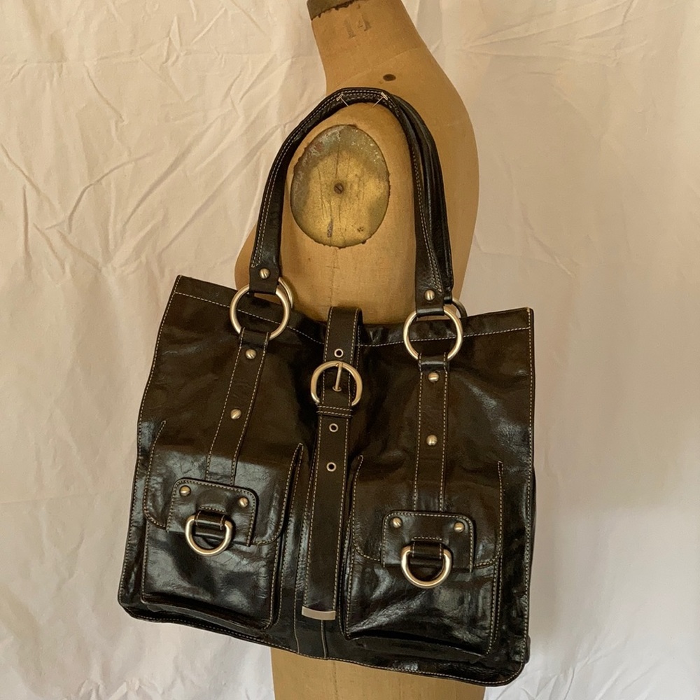 Y2K Black Leather Tote NWOT